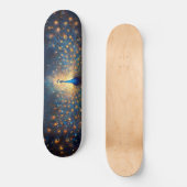 Kosmischer Pfau mit Sternenfedern Skateboard (Vorderseite)