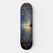 Kosmischer Pfau mit Sternenfedern Skateboard (Vorderseite)