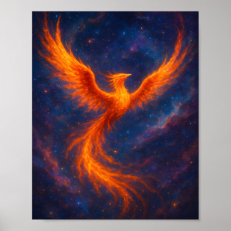 Kosmischer Phönix, der Feuer Vogel in der Nebel-Fa Poster