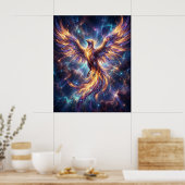 Kosmischer Phönix, der Flamme erhebt Poster (Küche)