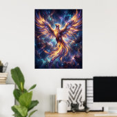 Kosmischer Phönix, der Flamme erhebt Poster (Heimbüro)