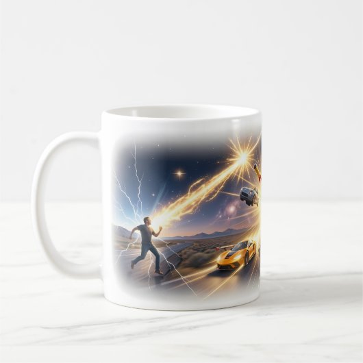 Kosmischer Power-Burst-Abenteuer-Kunstbecher Kaffeetasse (Links)