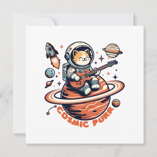 Kosmischer Purr - Astro-Gitarrist Katze (Vorderseite)