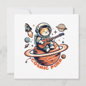 Kosmischer Purr - Astro-Gitarrist Katze Einladung (Rückseite)