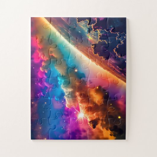 Kosmischer Regenbogen in bewölkter Weltraumszene Puzzle (Vertikal)