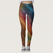 Kosmischer Regenbogen Irisierender Glitzer Leggings (Vorderseite)
