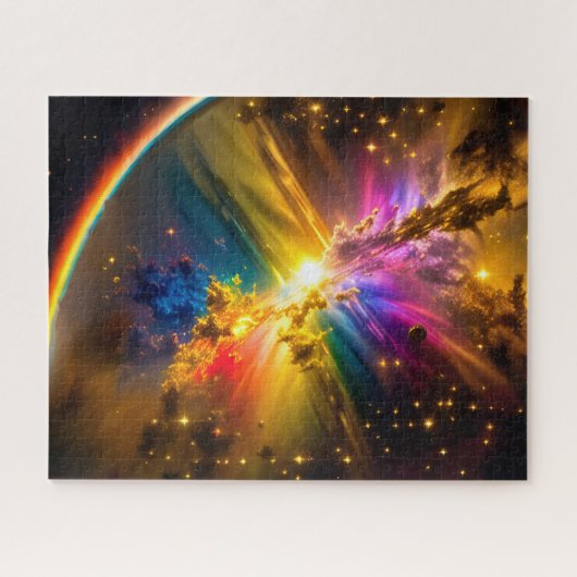 Kosmischer Regenbogen über den Indigonebel Ereigni Puzzle (Horizontal)