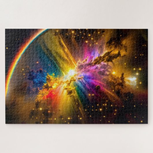 Kosmischer Regenbogen über Indidigo Cloud Storm Sp Puzzle (Horizontal)