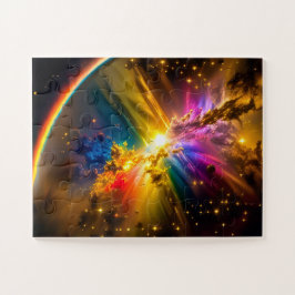 Kosmischer Regenbogen über Regenbogenwolke Puzzle