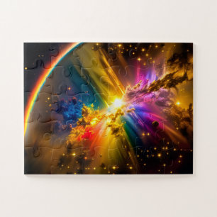Kosmischer Regenbogen über Regenbogenwolke Puzzle
