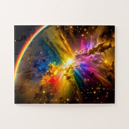 Kosmischer Regenbogen über Regenbogenwolke Puzzle (Horizontal)