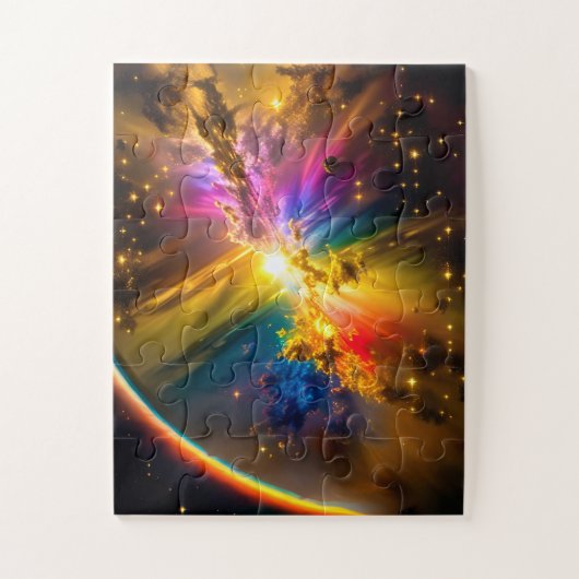 Kosmischer Regenbogen über Regenbogenwolke Puzzle (Vertikal)