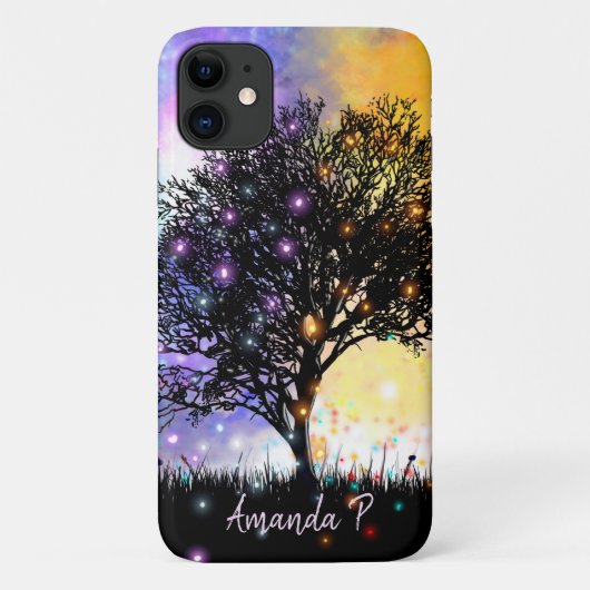 Kosmischer Regenbogenhimmel mit schwarzer Silhouet Case-Mate iPhone Hülle (Rückseite)