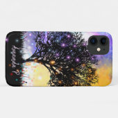 Kosmischer Regenbogenhimmel mit schwarzer Silhouet Case-Mate iPhone Hülle (Rückseite (Horizontal))