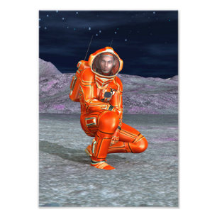 Kosmischer Reisender Surrealer Planetenlandschaft Fotodruck