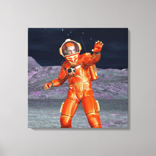 Kosmischer Reisender Surrealer Planetenlandschaft Leinwanddruck