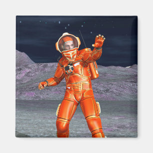 Kosmischer Reisender Surrealer Planetenlandschaft Magnet