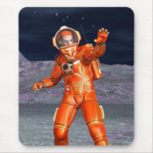 Kosmischer Reisender Surrealer Planetenlandschaft Mousepad