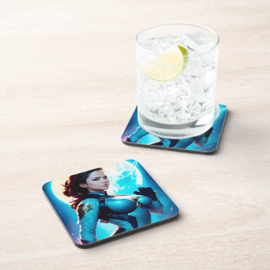 Kosmischer Retro 50er Jahre Sci-Fi Nova Space Rang Getränkeuntersetzer (Rechte Seite)