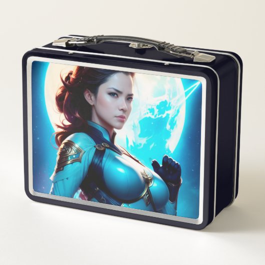 Kosmischer Retro 50er Jahre Sci-Fi Nova Space Rang Metall Brotdose (Rückseite)