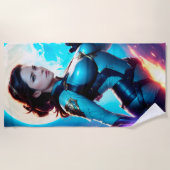 Kosmischer Retro 50er Jahre Sci-Fi Nova Space Rang Strandtuch (Vorderseite)