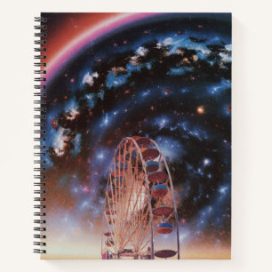  Kosmischer Riesenrad unter einer Neon-Galaxie  Notizblock