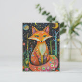 Kosmischer Roter Fox im Wald Postkarte (Stehend Vorderseite)