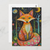 Kosmischer Roter Fox im Wald Postkarte (Vorne/Hinten)
