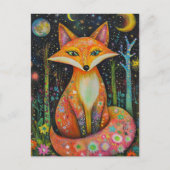 Kosmischer Roter Fox im Wald Postkarte (Vorderseite)