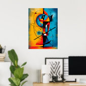 Kosmischer Samurai – Moderne abstrakte geometrisch Poster (Heimbüro)