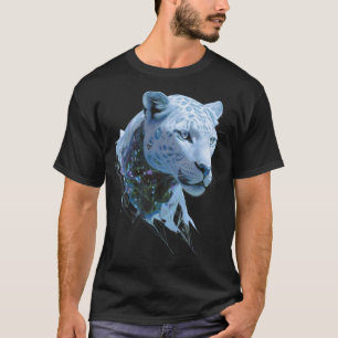 Kosmischer Schneeleopard Luxus Abstractes Tierkuns T-Shirt