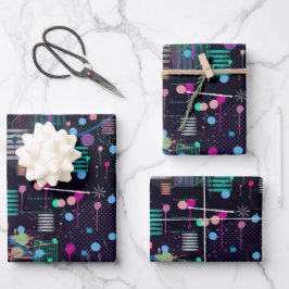 Kosmischer Schneesturm: Abstrakte Maximalismus-Kun Geschenkpapier Set