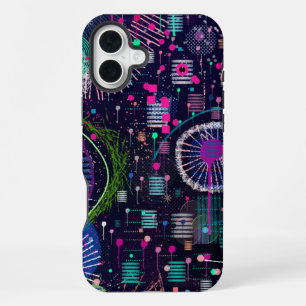 Kosmischer Schneesturm: Abstrakte Maximalismus-Kun iPhone 16 Plus Hülle
