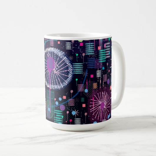 Kosmischer Schneesturm: Abstrakte Maximalismus-Kun Kaffeetasse (VorderseiteRechts)