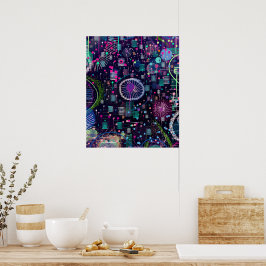 Kosmischer Schneesturm: Abstrakte Maximalismus-Kun Poster