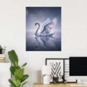 Kosmischer Schwan Spiegel See Poster (Heimbüro)