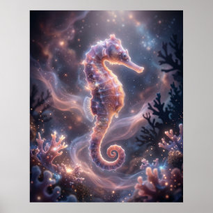 Kosmischer Seepferdchen-Nebelriff Poster
