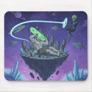 Kosmischer Showdown — Alien gegen Buff-Titan Mousepad
