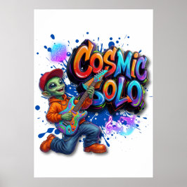 Kosmischer Solo-Alien-Gitarrespieler Weltraum-Musi Poster