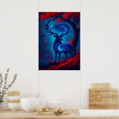 Kosmischer Stag mit Galaxy Antlers Fantasy Poster (Küche)