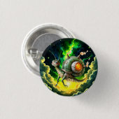 Kosmischer Steampunk-Schnecken-Vogel – Neon-Traum- Button (Vorne & Hinten)