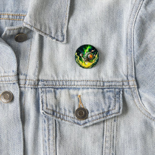 Kosmischer Steampunk-Schnecken-Vogel – Neon-Traum- Button