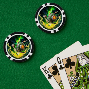 Kosmischer Steampunk-Schnecken-Vogel – Neon-Traum- Pokerchips