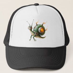 Kosmischer Steampunk-Schnecken-Vogel – Neon-Traum- Truckerkappe