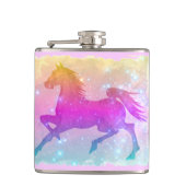 Kosmischer Steed-bunte Pferdesterne Flachmann (Vorderseite)