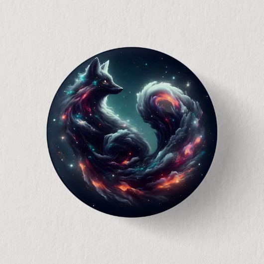 Kosmischer Sternenlicht-Fuchs-Geist-Fantasie-Tier Button (Vorderseite)