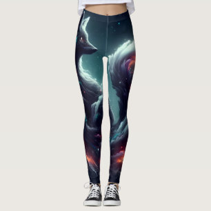 Kosmischer Sternenlicht-Fuchs-Geist-Fantasie-Tier Leggings