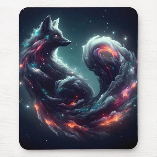 Kosmischer Sternenlicht-Fuchs-Geist-Fantasie-Tier Mousepad (Vorne)