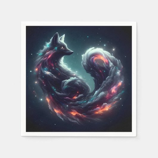 Kosmischer Sternenlicht-Fuchs-Geist-Fantasie-Tier Serviette (Vorderseite)
