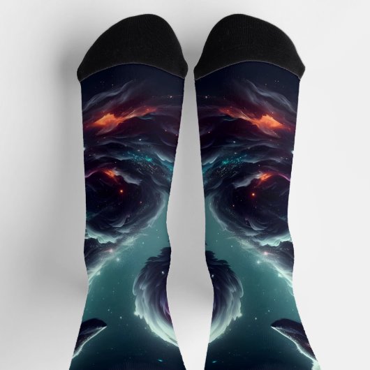 Kosmischer Sternenlicht-Fuchs-Geist-Fantasie-Tier Socken (Oben)